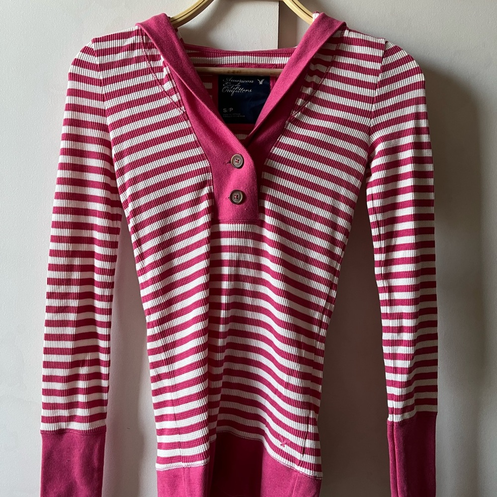 NWT American Eagle Outfitters Pink and White Striped Cardigan